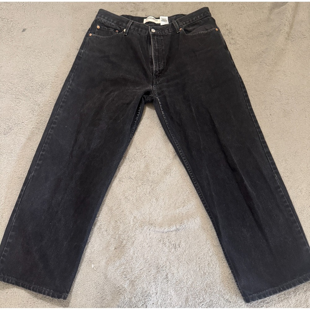 Levis 505 Jeans Mens 40x30 Regular Fit Black Denim Straight Leg Wide Vintage Y2K